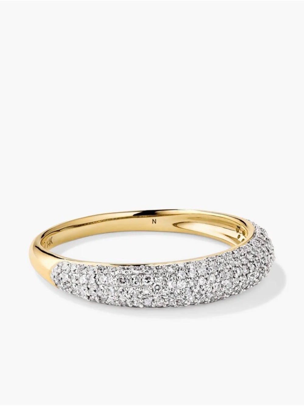 Mejuri Gold Dome Ring with White Pavé Stones